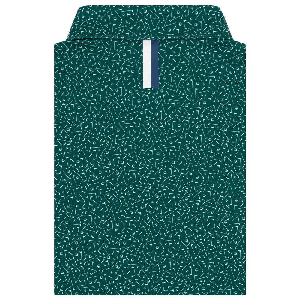 Rhoback The Mulligan Performance Polo Shirt Green Golf Pins Print Mens novelty L - Picture 9 of 10